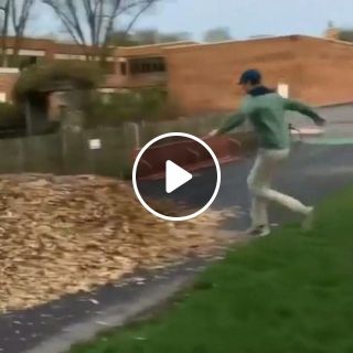 Jumping into a pile of leaves