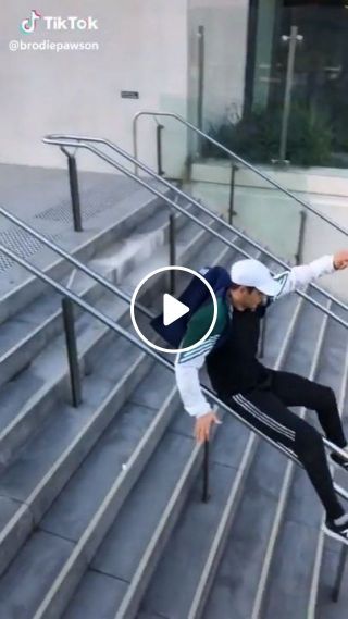 Guy slides down handrail. so amazing