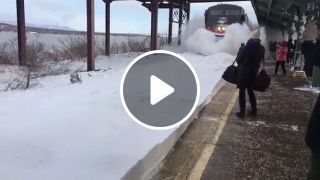 Amtrak train collides with a track full of snow