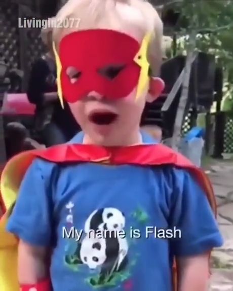 My Name Is Flash. Funny. Kid. Fall. Supperman.