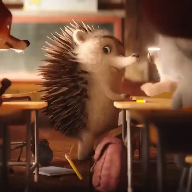 Porcupine's first day at school, cute animal gifs, cute porcupine, my first day at school.