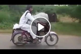 Big Pet Rides On Motorbike With Owner