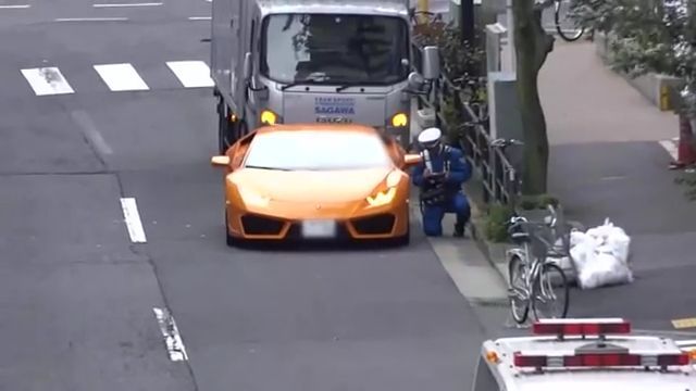 Super police on bicycle, luxury car, lamborghini, police, funny, bicycle.