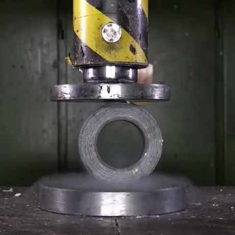 Duct tape vs hydraulic press, hydraulic press.