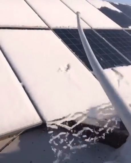 Removing Snow From Solar Panels. Satisfying. Solar Panels. Snow.
