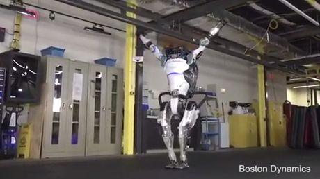 Boston dynamics’ humanoid robot shows off gymnastic routine, robot, gymnastic, funny.