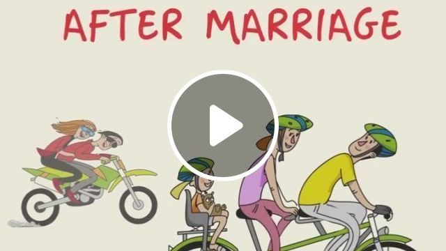 How A Man's Life Changes After Marriage - Video & GIFs | man, life changes after marriage, funny, family, bicycle, television, car, travel