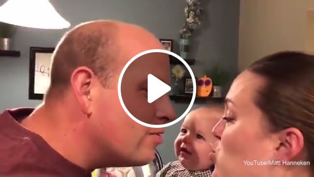 The baby is extremely adorable, baby, parents, funny, kiss, cry. #0