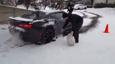 How to free a car stuck on ice or snow, ice, snow, car, funny.