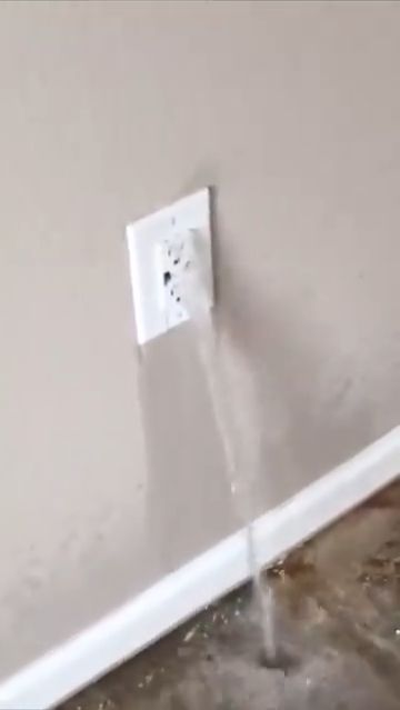 Water leaking out of electrical outlet failure @@, stupid, failure, funny, water.
