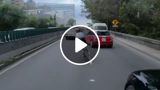 Moment of ecstasy, bicycle, car, traffic, traffic jam, lucky, funny. #1