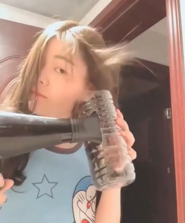 Hair Styling With A Dryer. Funny. Dryer. Hair.