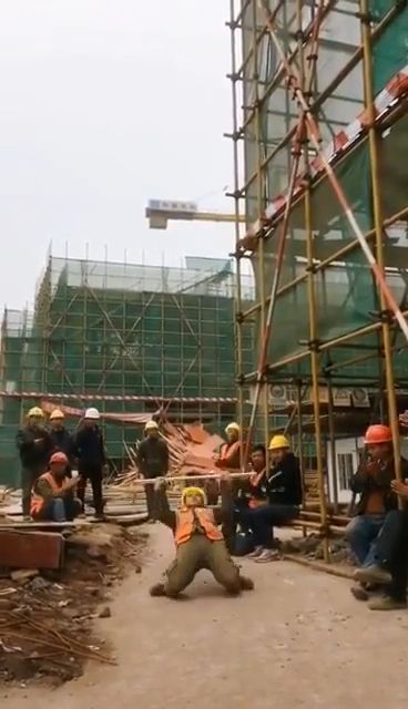 Dancing Construction Worker. Worker Dancing. Construction. Construction Site. Funny. Scraffold. Construction Helmets.