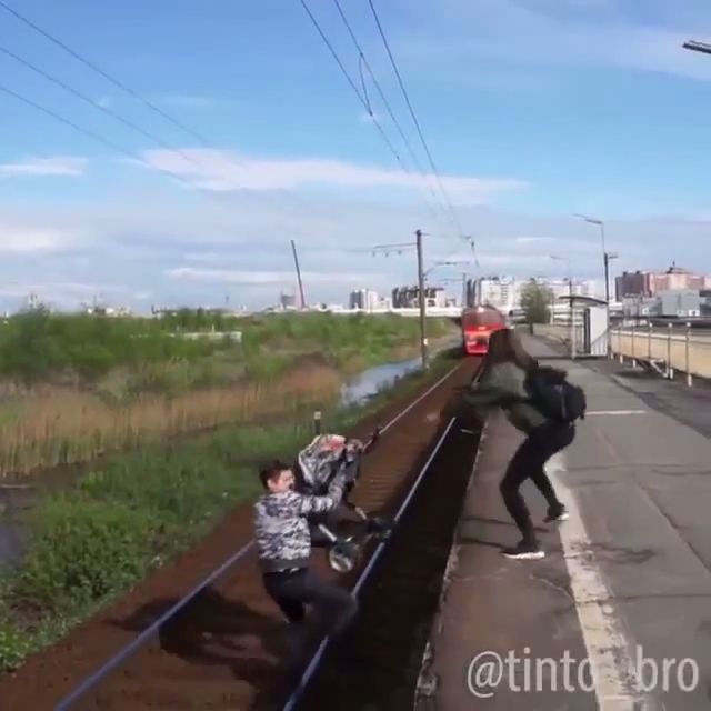 Unbelievable, is it real? - Video & GIFs | hero,funny,train,danger