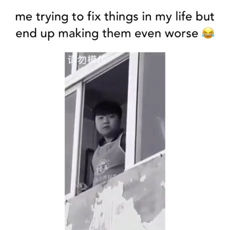 Me trying to fix things in my life meme, Meme, Funny, Life, Funny Fails, Window