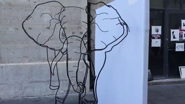 Art installation, elephant, giraffe, animal, art.