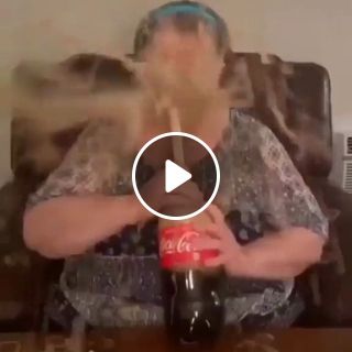 Grandma tries the Coke and Mentos experiment
