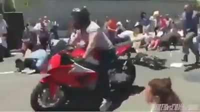 Way He Disperse A Crowd. Funny. Motorcycle. Sound.