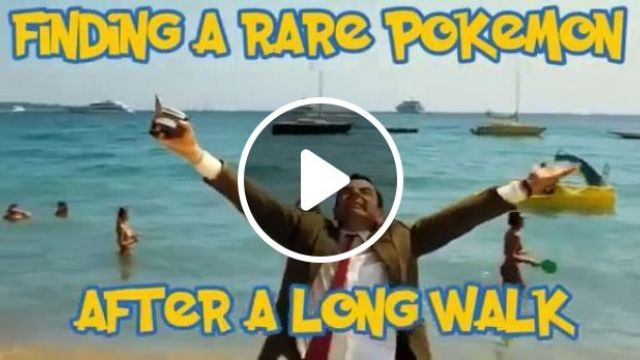 Finding A Rare Pokemon. Game. Pokemon Go. Mr Bean. Funny. Camera. Beach. Sea. #0